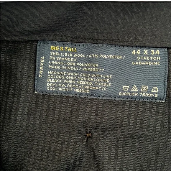 Men's Big & Tall Dress Slacks Navy Blue 44 x 34 - Picture 5 of 8